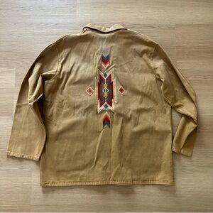 Orvis Light Brown Casual Shacket southwest Embroidered